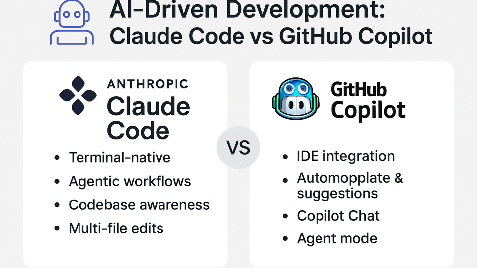 Anthropic Claude Code and GitHub Copilot key fatures
